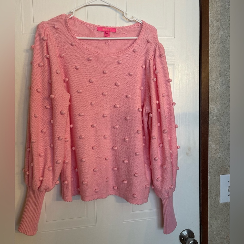EUC Lilly Pulitzer Pink Pom Pom Sweater